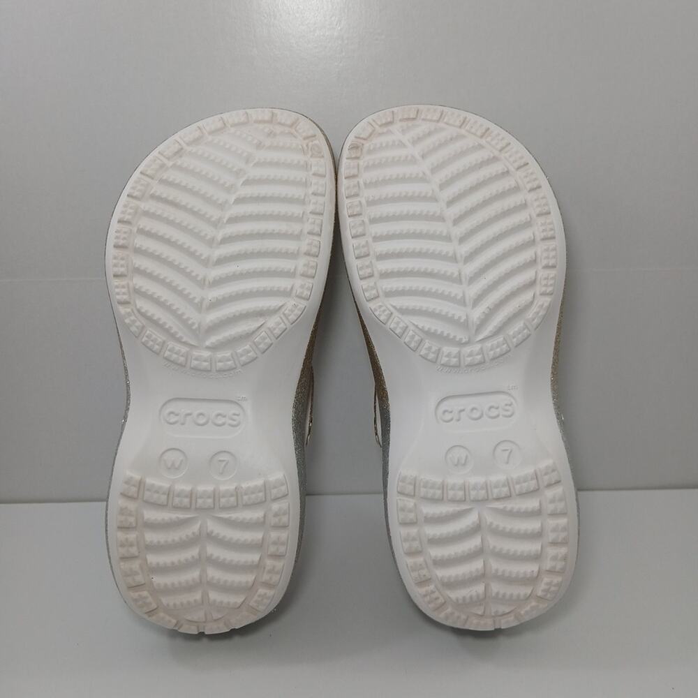 Croc Platform Glitter Ombre Silver Gold Slip on Classic High Heel Clogs Size 7 - Picture 15 of 16